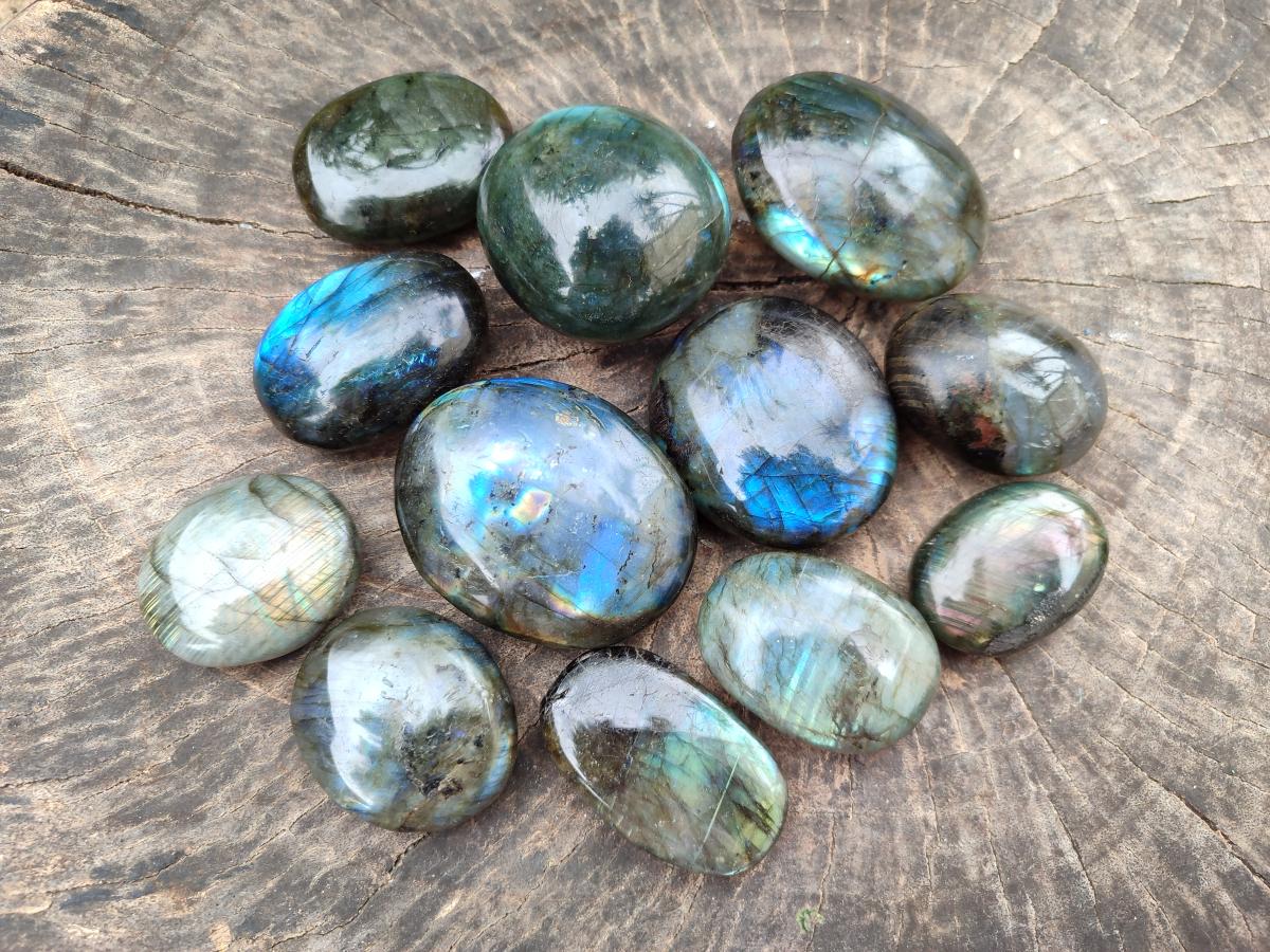 Polished Labradorite Galets x 12 From Tulear, Madagascar
