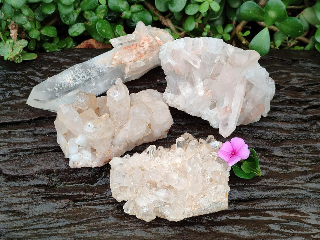 Natural Mixed Clear Quartz Crystals and Clusters x 4 From Madagascar