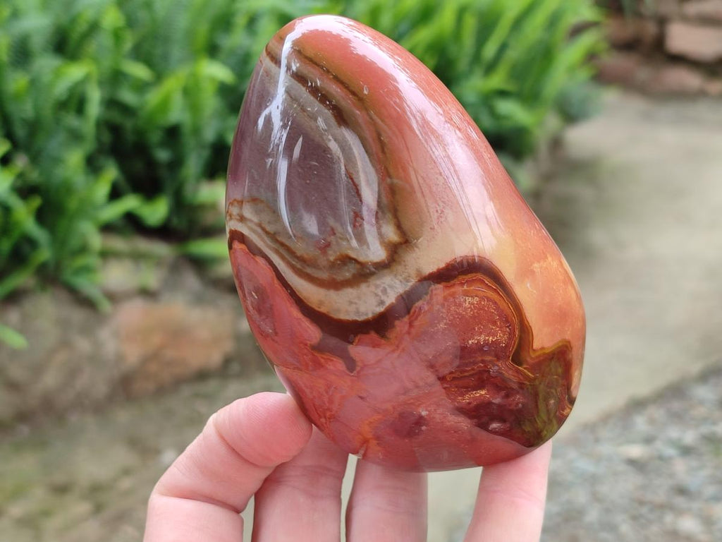 Polished Polychrome Jasper Standing Free Forms x 3 From NW Coast, Madagascar