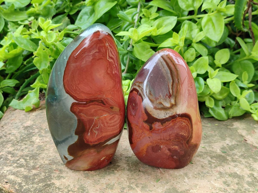 Polished Polychrome Jasper Standing Free Forms x 3 From NW Coast, Madagascar