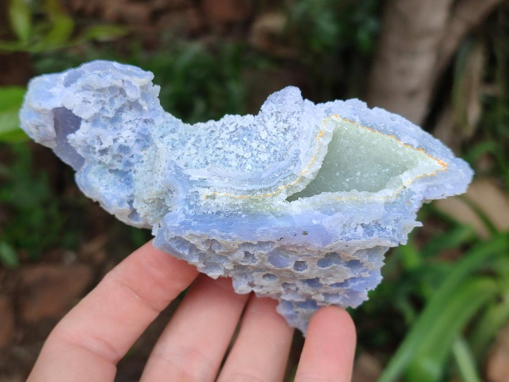 Natural Etched Blue Chalcedony Geodes x 6 From Nsanje, Malawi - Toprock Gemstones and Minerals 