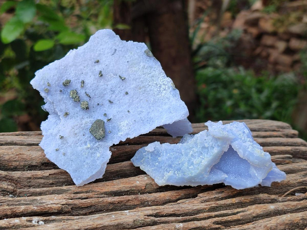 Natural Etched Blue Chalcedony Geodes x 6 From Nsanje, Malawi - Toprock Gemstones and Minerals 