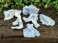 Natural Etched Blue Chalcedony Geodes x 6 From Nsanje, Malawi