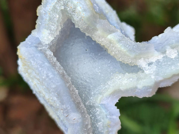 Natural Etched Blue Chalcedony Geodes x 6 From Nsanje, Malawi