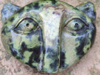 Hand Made Leopard Stone Cat Face Carvings x 3 From Zimbabwe