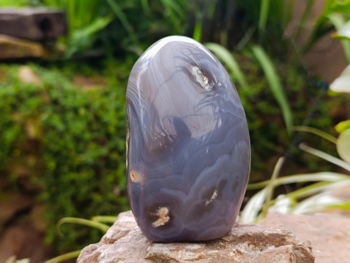 Polished Banded Agate Standing Free Forms x 4 From Madagascar