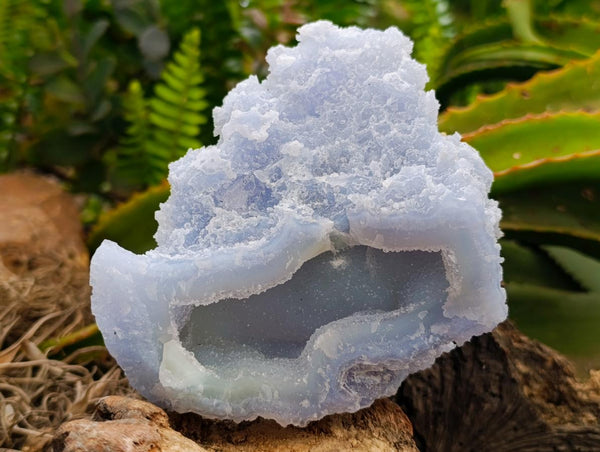 Natural Large Etched Blue Chalcedony Geode x 3 From Nsanje, Malawi
