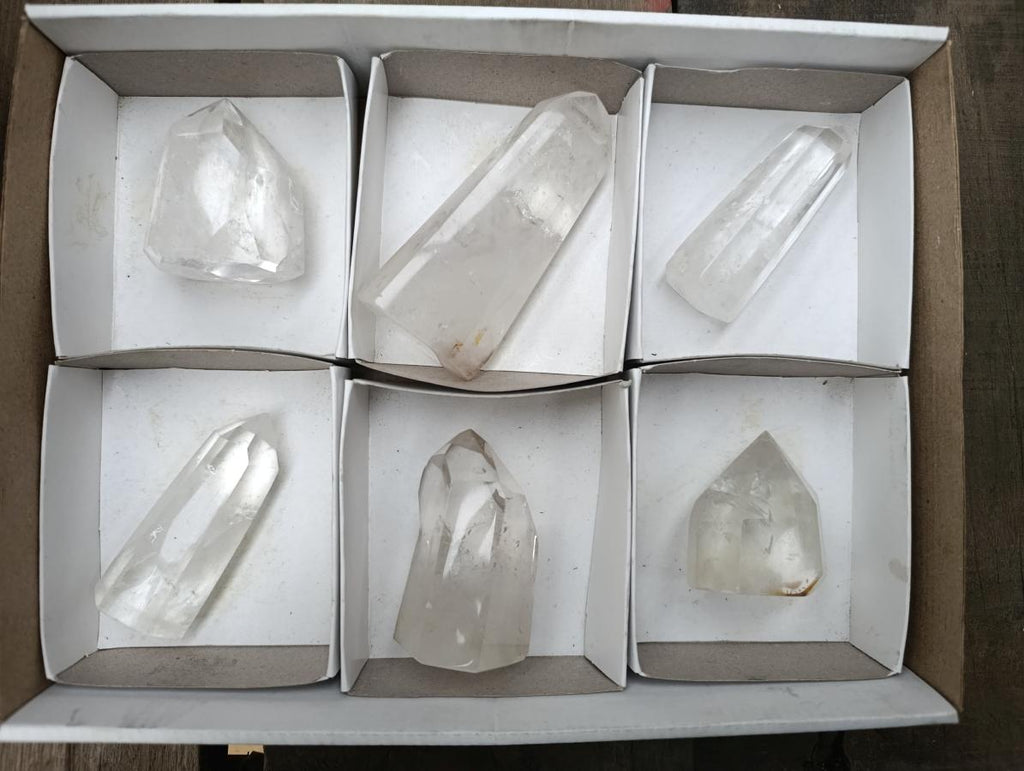 Polished Clear Quartz Crystals x 6 From Madagascar