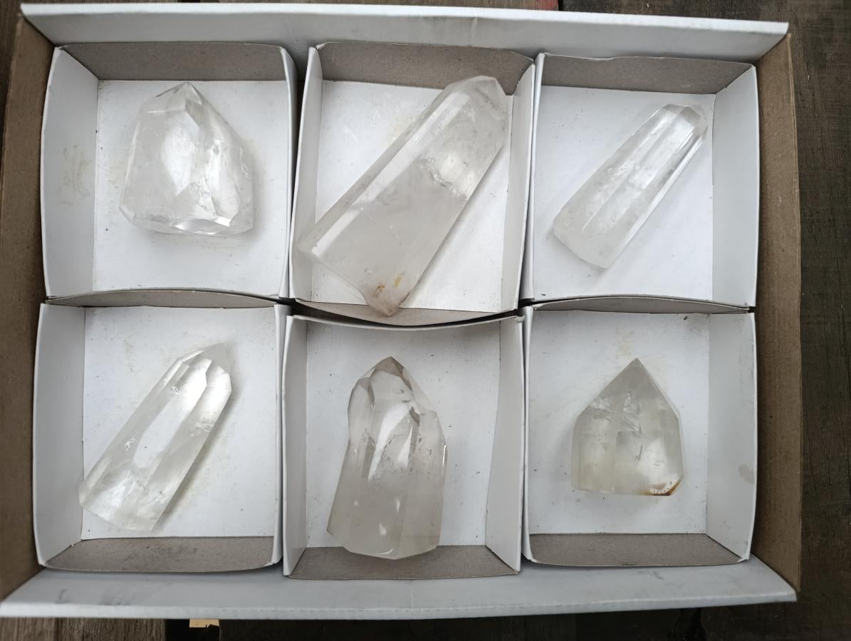 Polished Clear Quartz Crystals x 6 From Madagascar