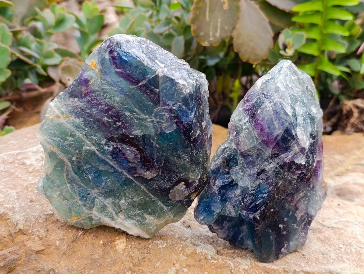 Natural Watermelon Fluorite Cobbed Specimens x 10 From Uis, Namibia