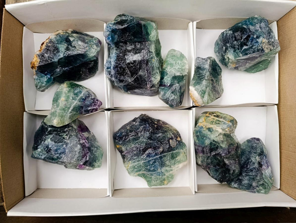 Natural Watermelon Fluorite Cobbed Specimens x 10 From Uis, Namibia