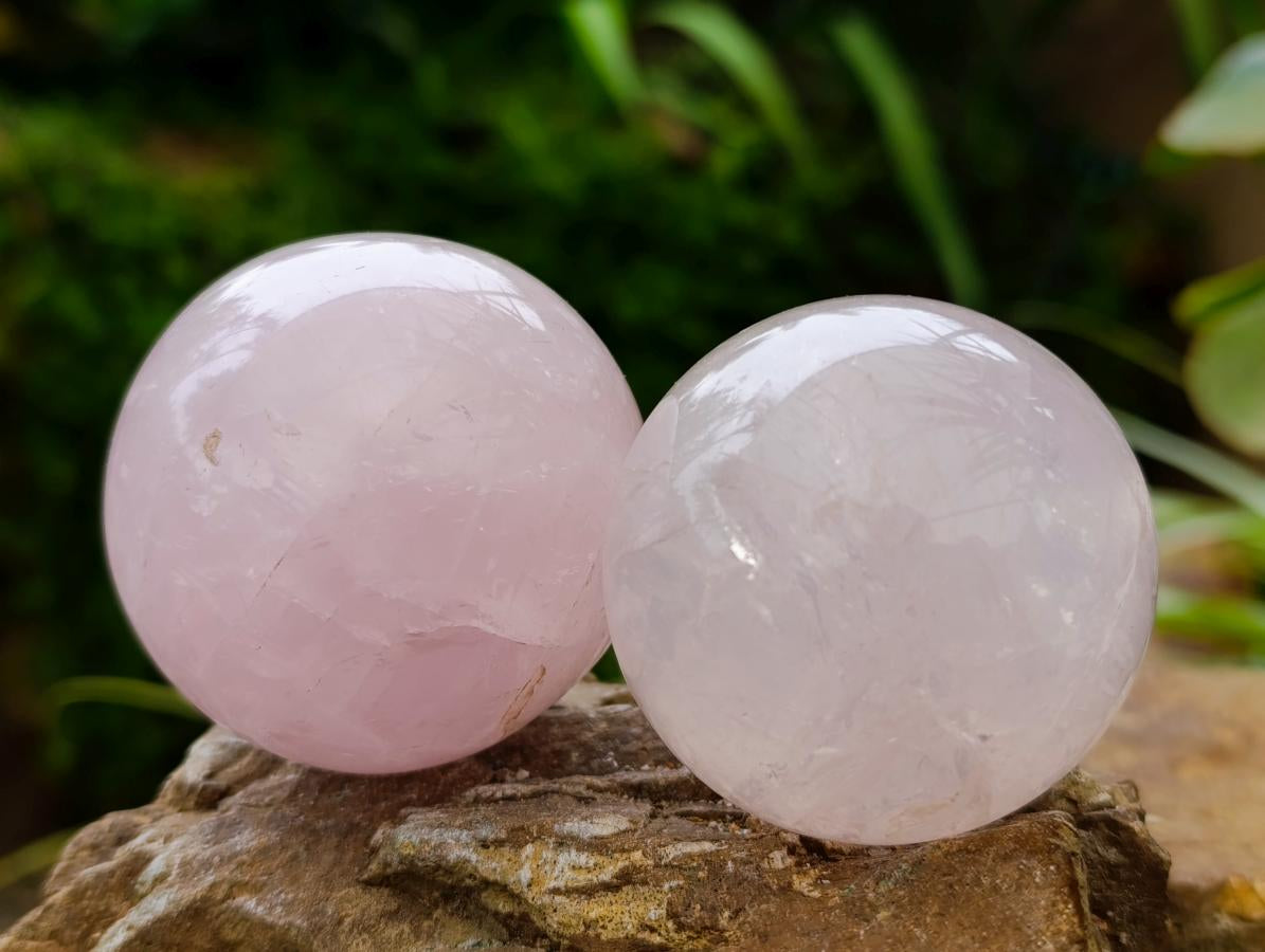Polished Rose Quartz Spheres x 6 From Madagascar - Toprock Gemstones and Minerals 