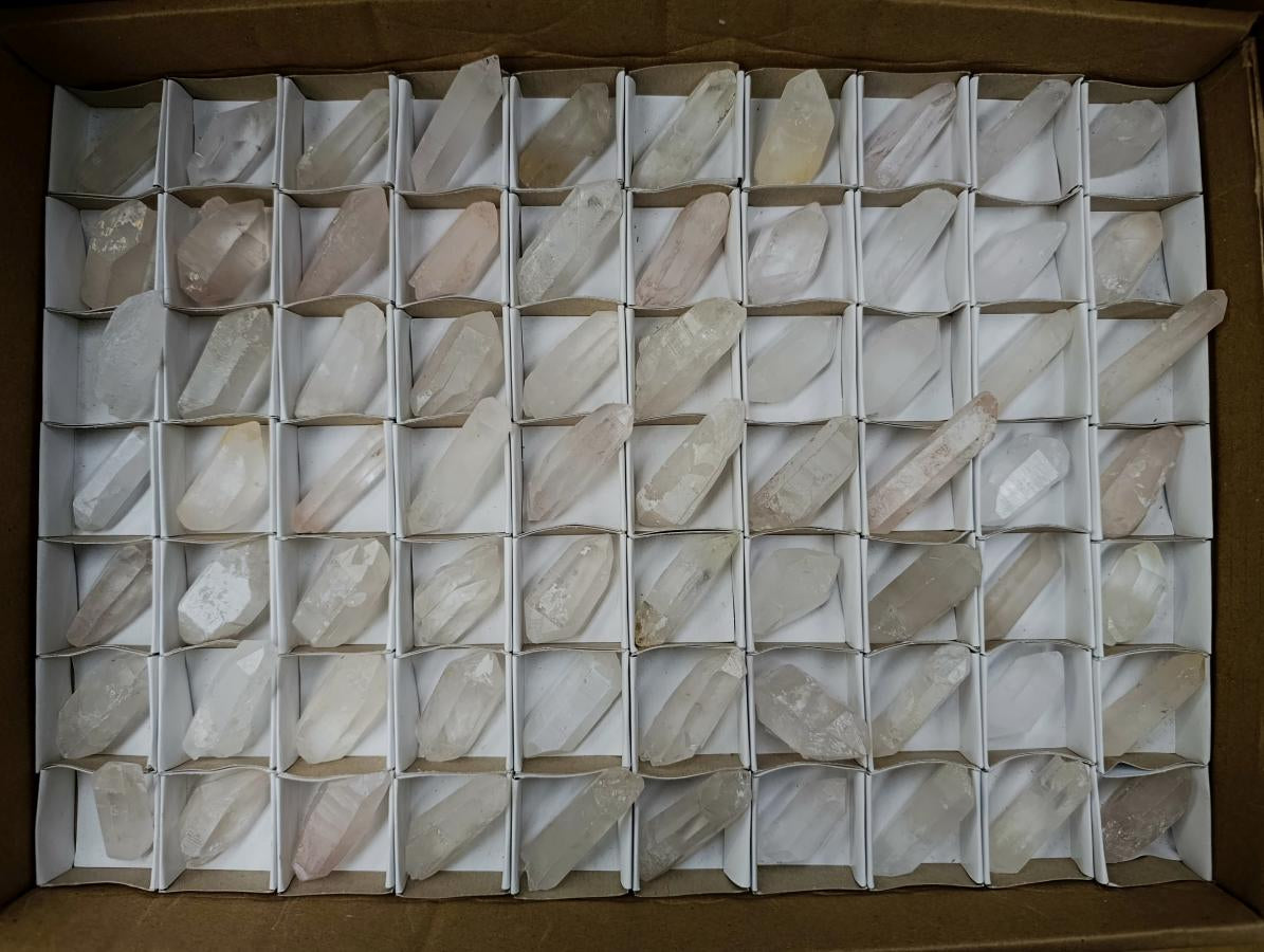 Natural Double Terminated Milky Quartz Crystals x 70 From Madagascar