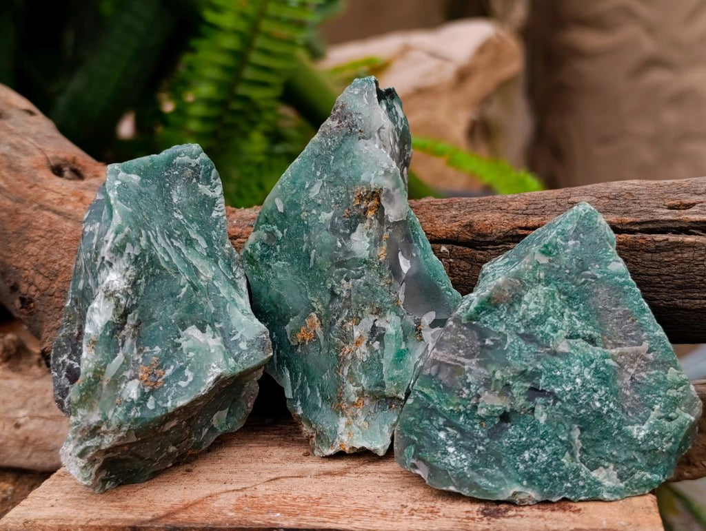Natural Swazi Jade Cobbed Specimens x 12 From Swaziland