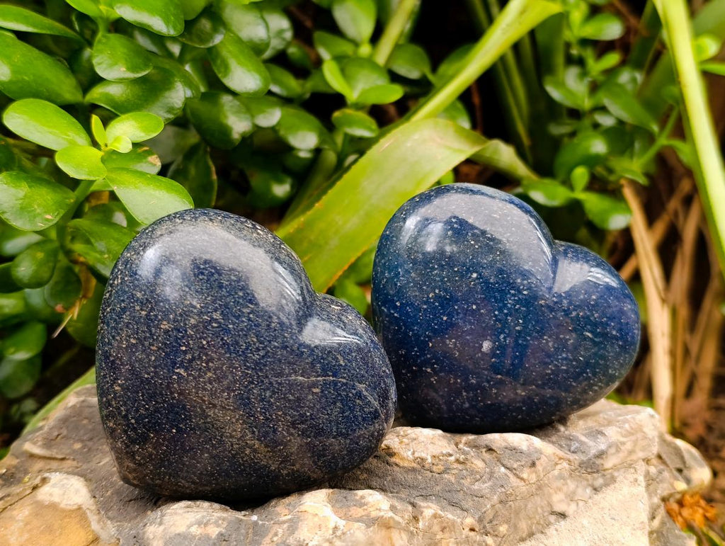 Polished Mixed Tray of Lazulite Hearts and Spheres x 6 From Madagascar