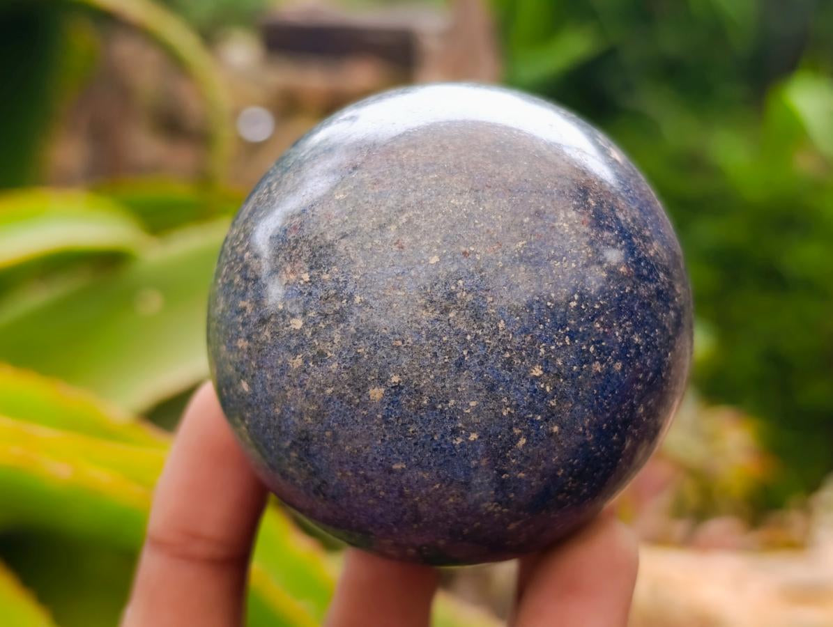 Polished Mixed Tray of Lazulite Hearts and Spheres x 6 From Madagascar