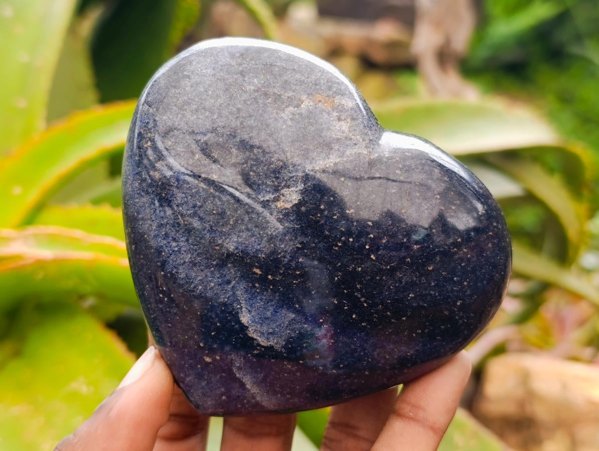 Polished Mixed Tray of Lazulite Hearts and Spheres x 6 From Madagascar