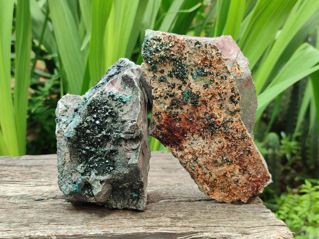 Natural Libethenite Crystals On Dolomite Matrix Specimens x 2 From Shituru, Congo - Toprock Gemstones and Minerals 
