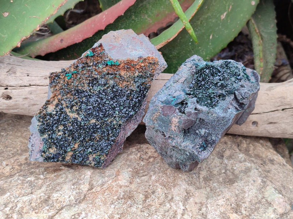 Natural Libethenite Crystals On Dolomite Matrix Specimens x 2 From Shituru, Congo - Toprock Gemstones and Minerals 