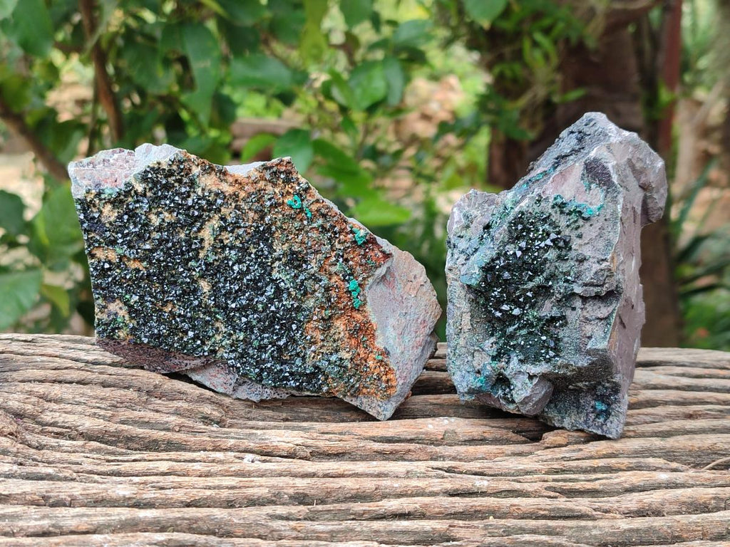 Natural Libethenite Crystals On Dolomite Matrix Specimens x 2 From Shituru, Congo - Toprock Gemstones and Minerals 