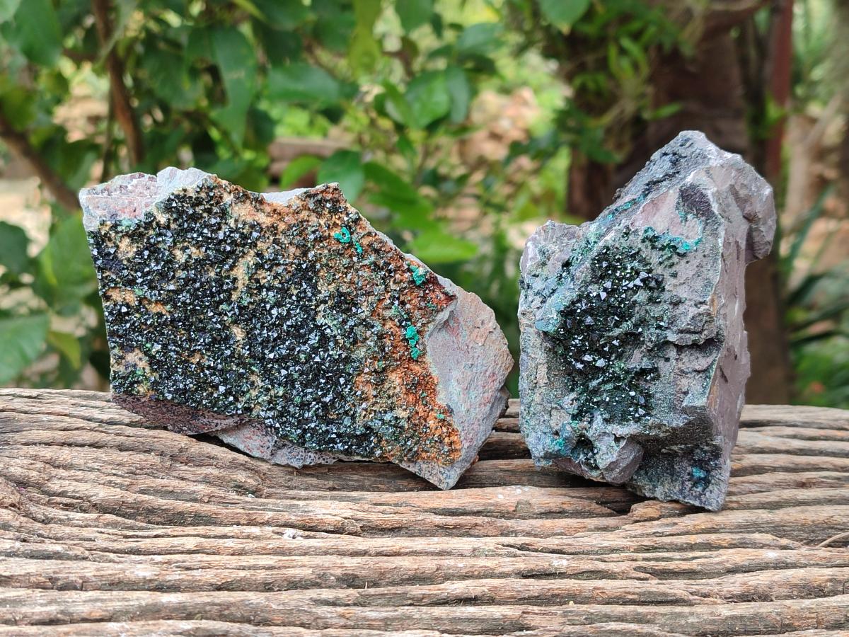 Natural Libethenite Crystals On Dolomite Matrix Specimens x 2 From Shituru, Congo - Toprock Gemstones and Minerals 