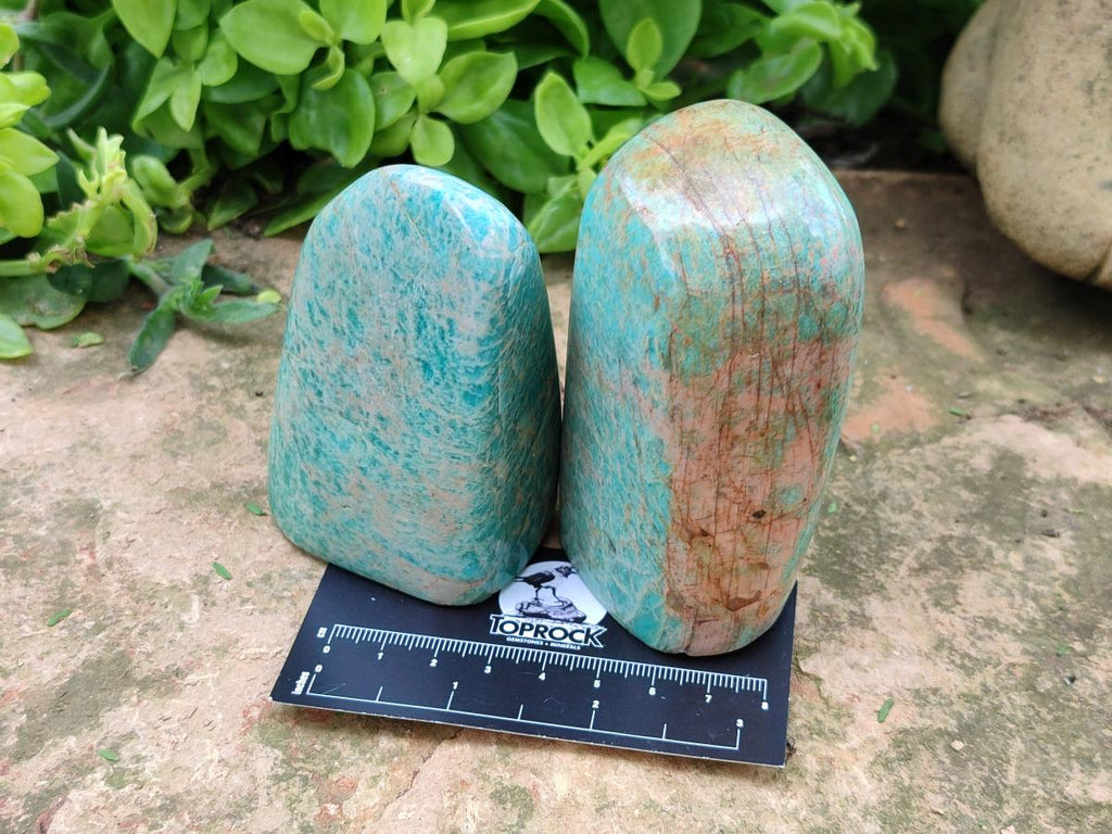 Polished Amazonite Standing and Free Forms x 6 From Zimbabwe