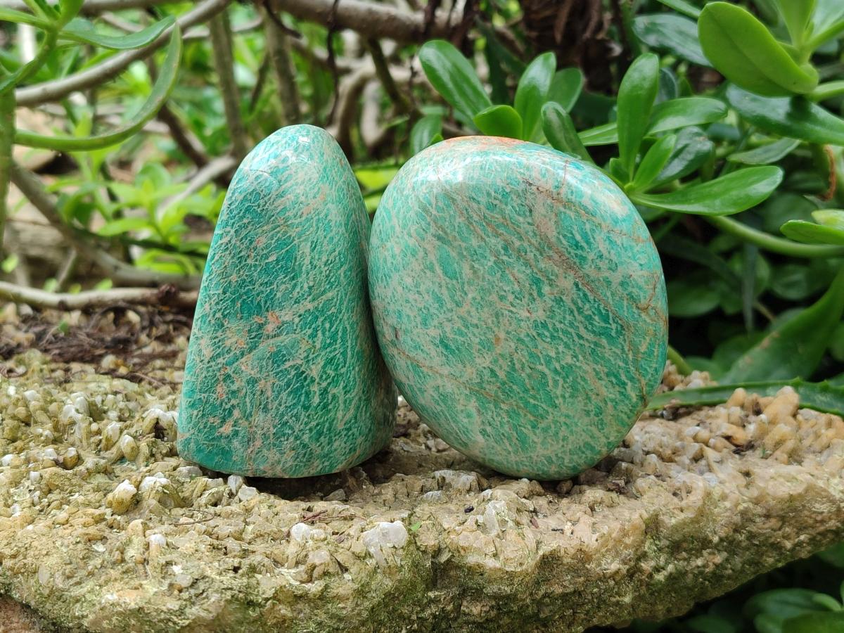 Polished Amazonite Standing and Free Forms x 6 From Zimbabwe