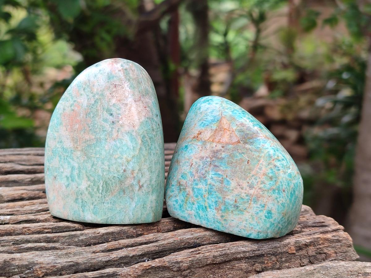 Polished Amazonite Standing and Free Forms x 6 From Zimbabwe