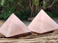Polished Rose Quartz Pyramids x 2 From Madagascar