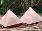 Polished Rose Quartz Pyramids x 2 From Madagascar