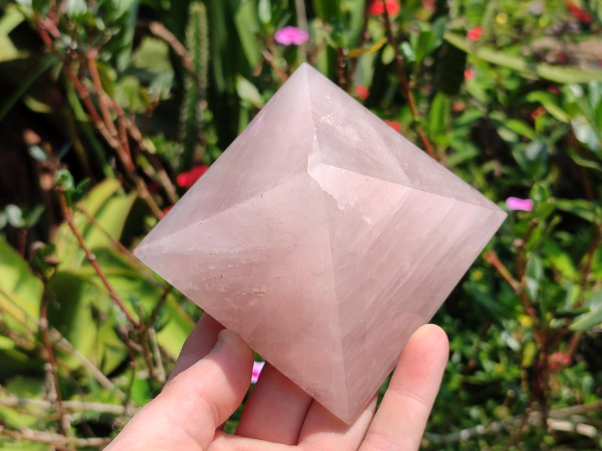Polished Rose Quartz Pyramids x 2 From Madagascar