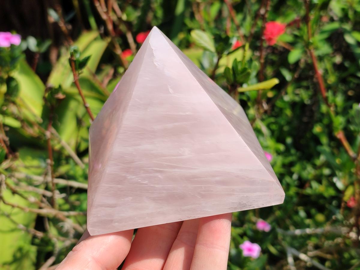 Polished Rose Quartz Pyramids x 2 From Madagascar