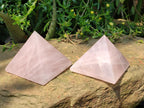 Polished Rose Quartz Pyramids x 2 From Madagascar