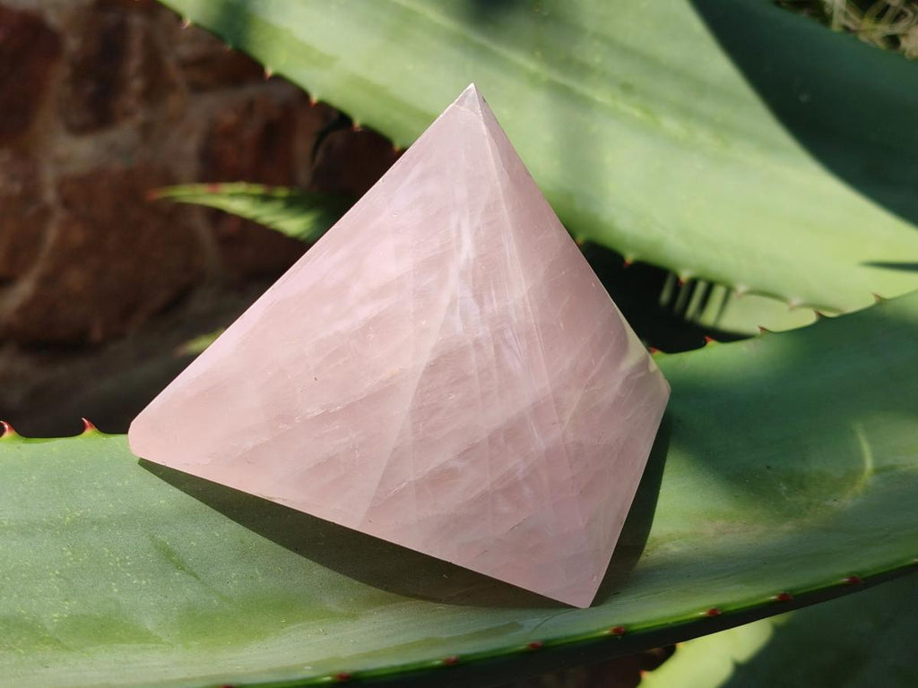 Polished Rose Quartz Pyramids x 2 From Madagascar
