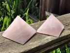 Polished Rose Quartz Pyramids x 2 From Madagascar