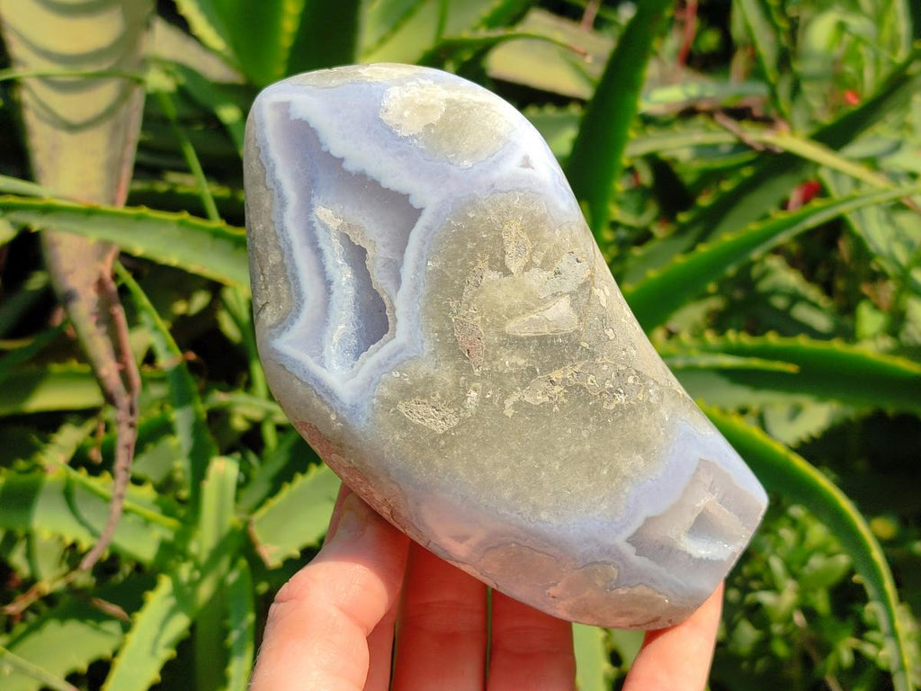 Polished Blue Lace Agate Standing Free Forms x 2 From Nsanje, Malawi