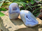 Polished Blue Lace Agate Standing Free Forms x 2 From Nsanje, Malawi