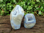 Polished Blue Lace Agate Standing Free Forms x 2 From Nsanje, Malawi