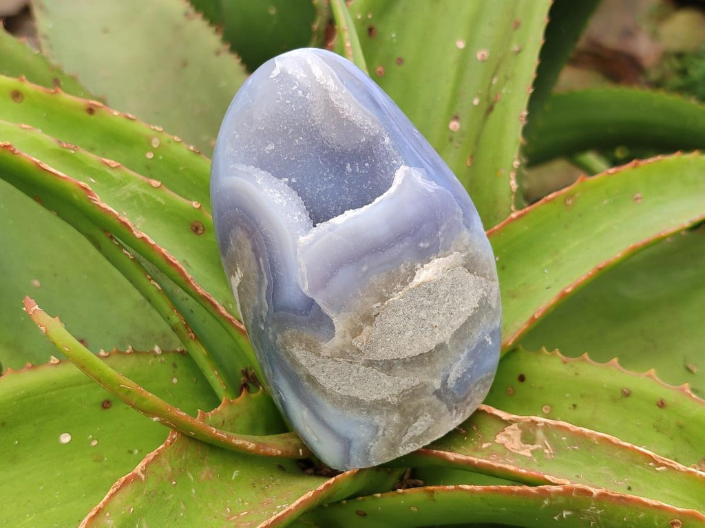 Polished Blue Lace Agate Standing Free Forms x 2 From Nsanje, Malawi