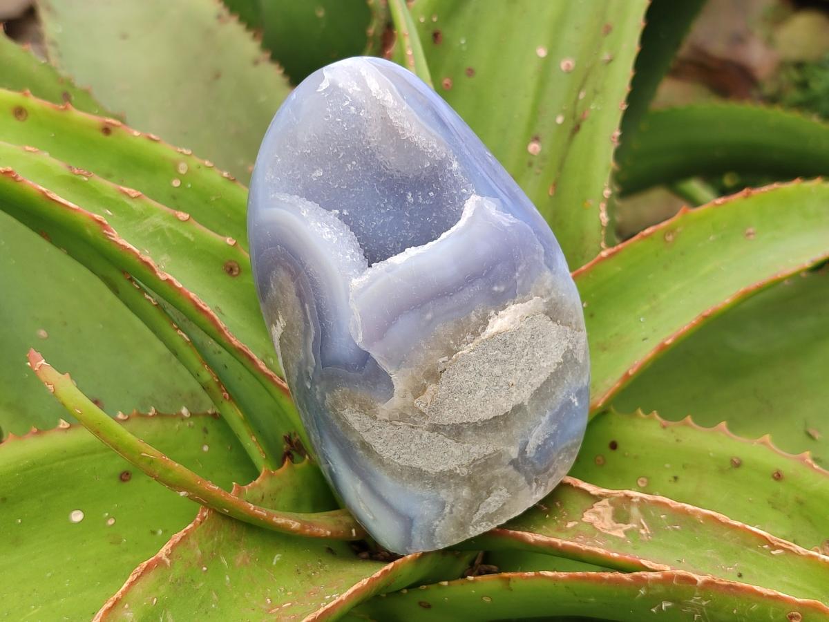 Polished Blue Lace Agate Standing Free Forms x 2 From Nsanje, Malawi