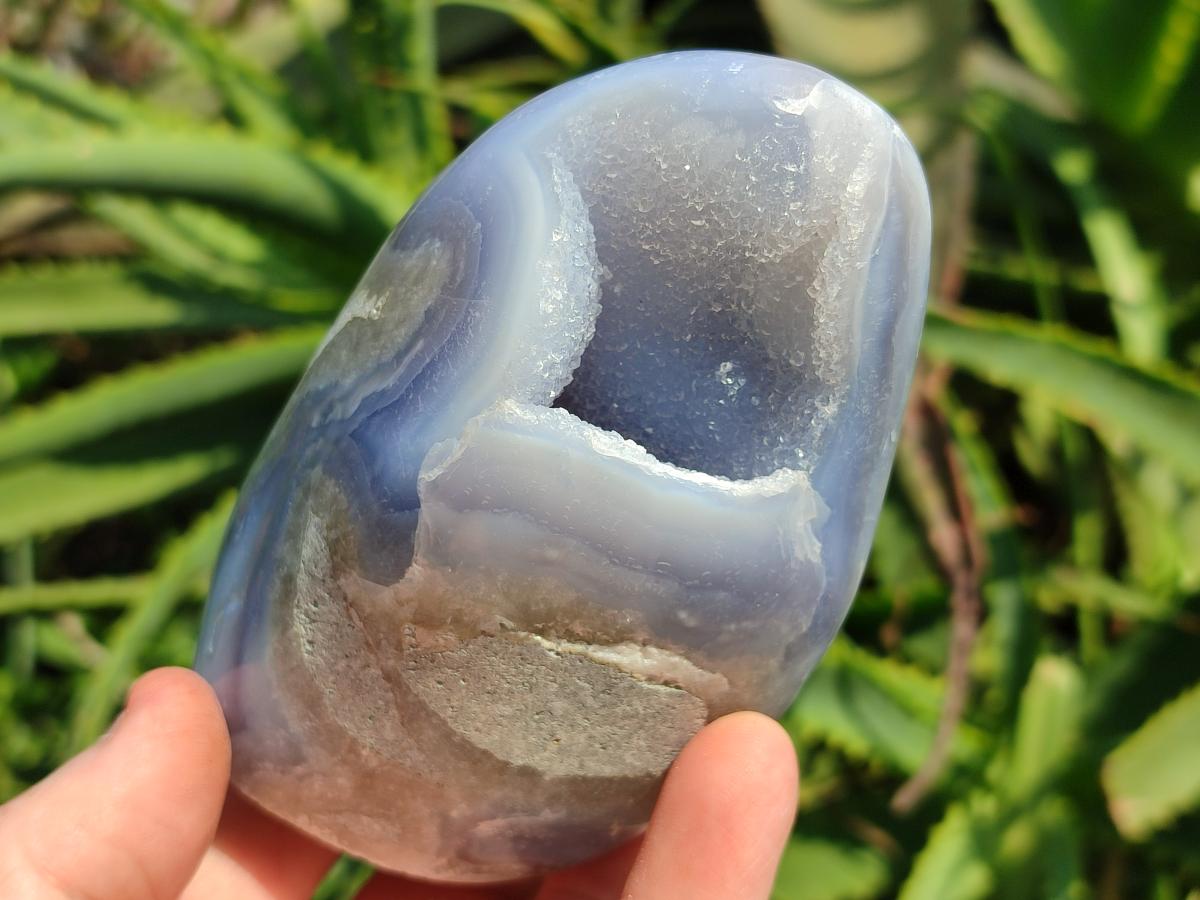 Polished Blue Lace Agate Standing Free Forms x 2 From Nsanje, Malawi