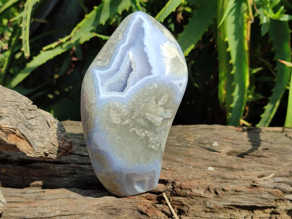 Polished Blue Lace Agate Standing Free Forms x 2 From Nsanje, Malawi