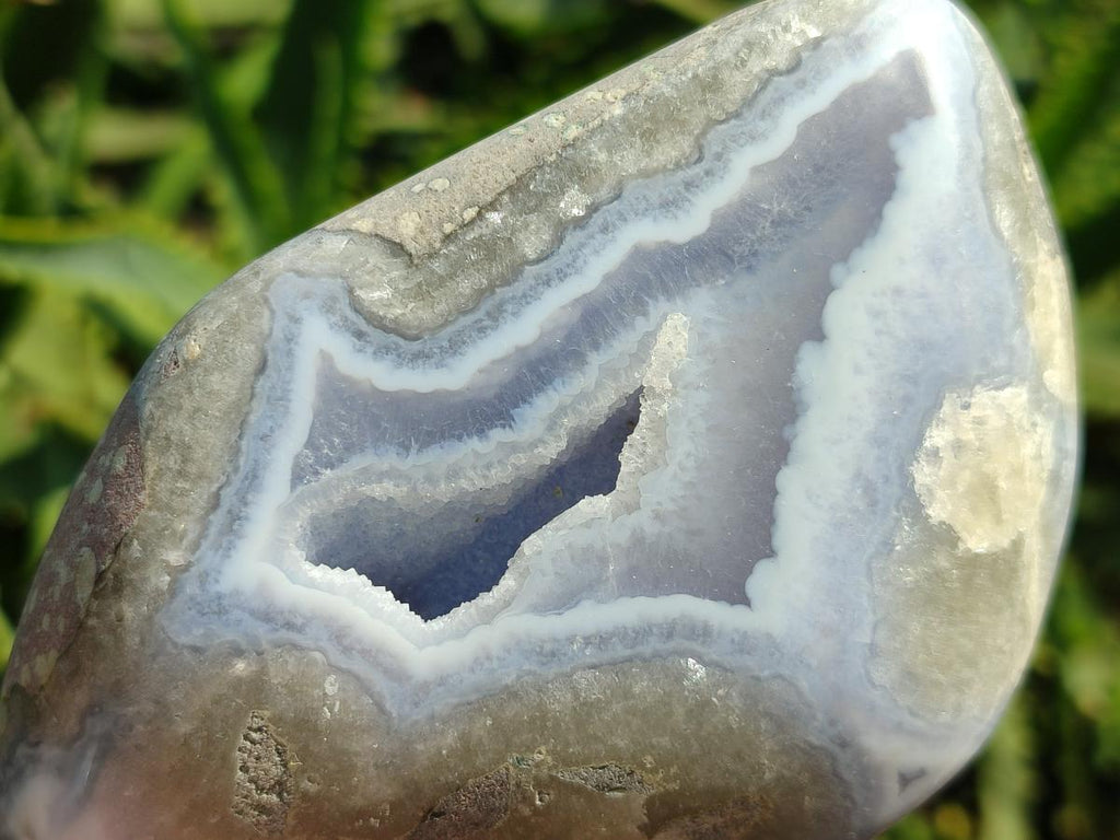 Polished Blue Lace Agate Standing Free Forms x 2 From Nsanje, Malawi