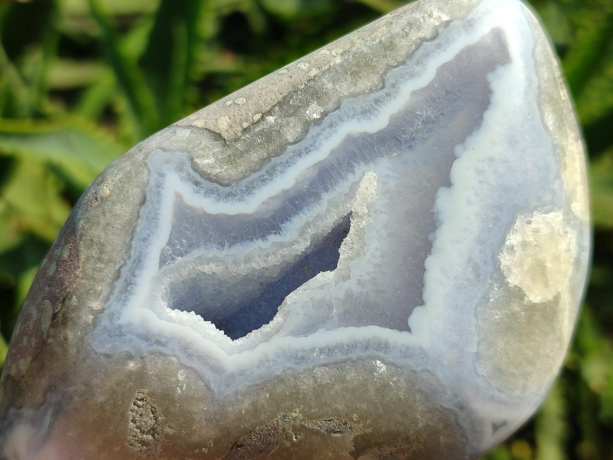 Polished Blue Lace Agate Standing Free Forms x 2 From Nsanje, Malawi