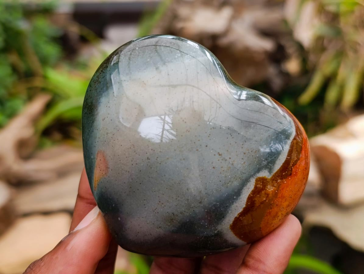 Polished Polychrome Jasper Hearts x 6 From NW Coast, Madagascar