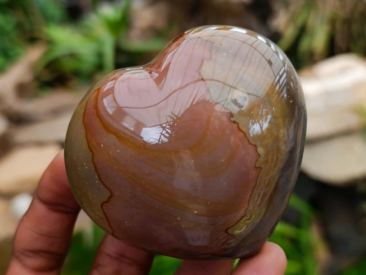 Polished Polychrome Jasper Hearts x 6 From NW Coast, Madagascar
