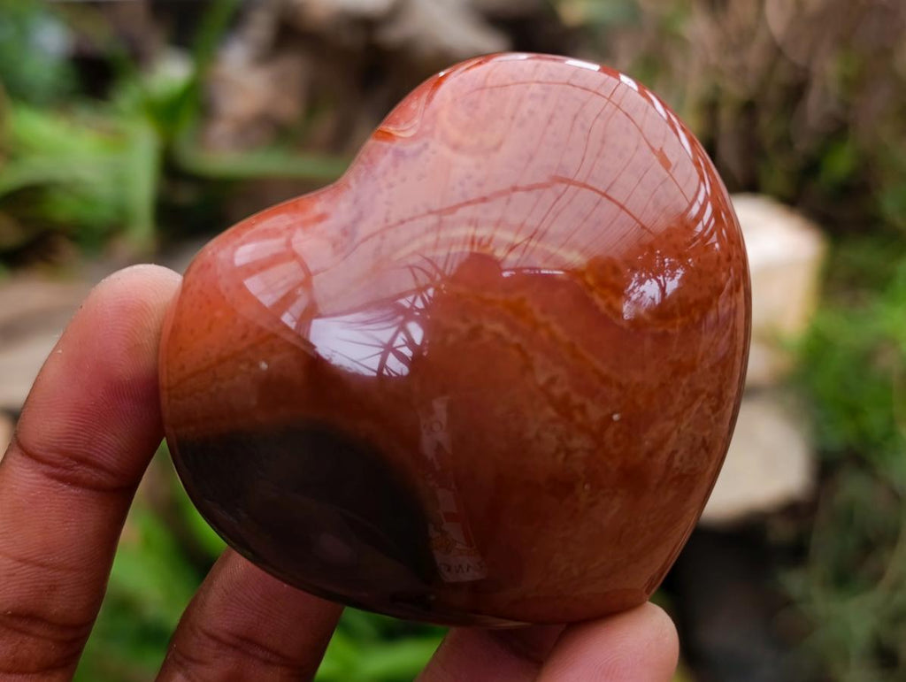 Polished Polychrome Jasper Hearts x 6 From NW Coast, Madagascar
