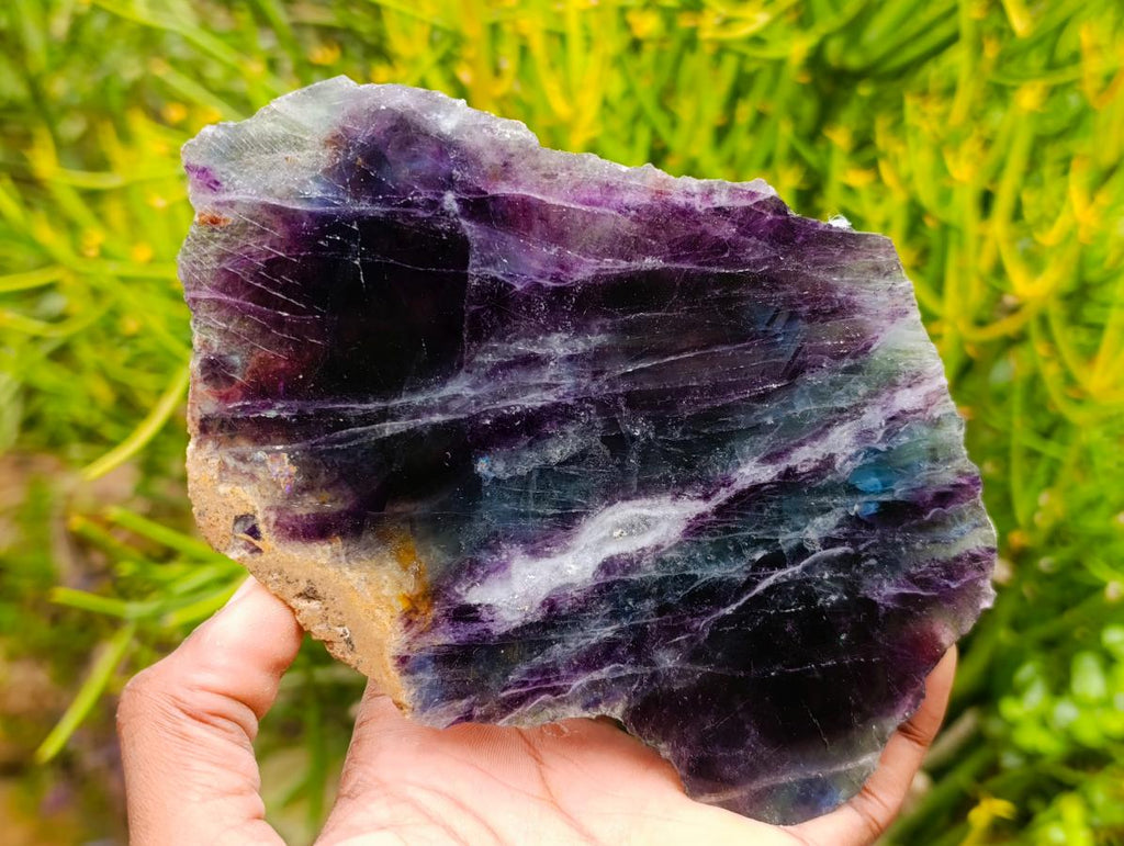 Polished On One Side Watermelon Fluorite Slices x 2 From Uis, Namibia