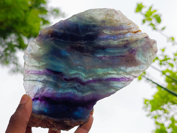 Polished On One Side Watermelon Fluorite Slices x 2 From Uis, Namibia