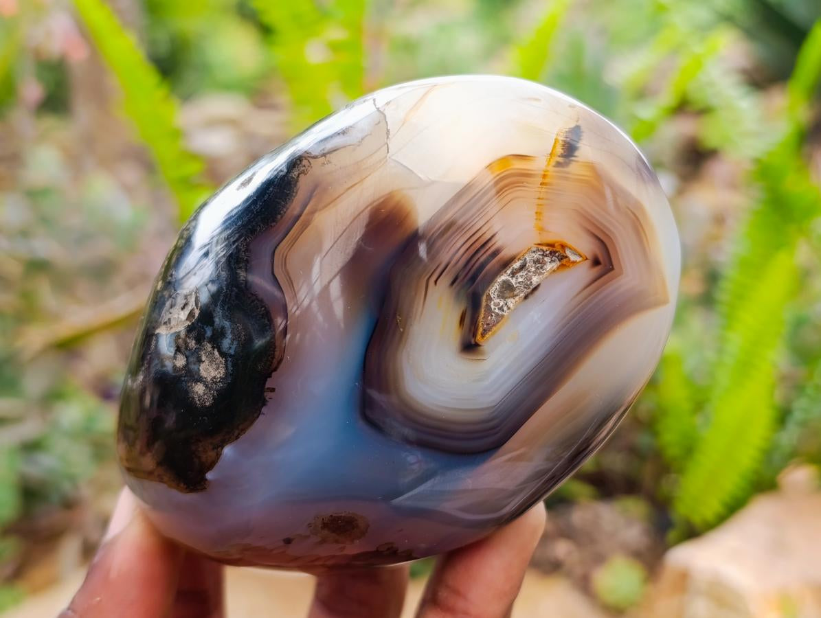 Polished Banded Agate Standing Free Forms x 6 From Madagascar